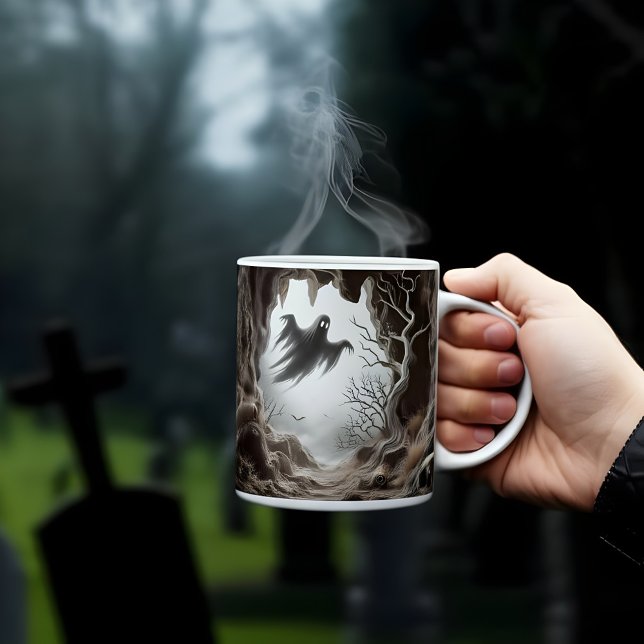 3d Halloween-taloky Ghost i en grottdesign Kaffemugg (Skapare uppladdad)