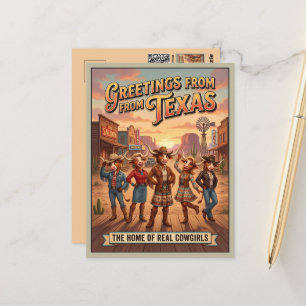3D Hälsningar från Texas Cowgirls Resa Vykort