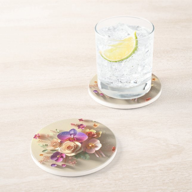 3D-hälsningskort för vår Blommar - Vibrant Ro Underlägg (Sidan)