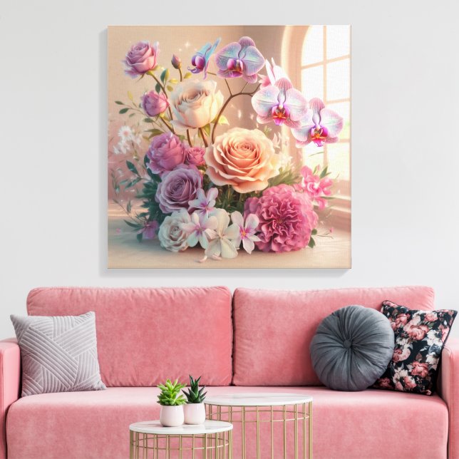 3D-hälsningskort i Vår blommor med Ro Canvastryck (Insitu (Vardagsrum))