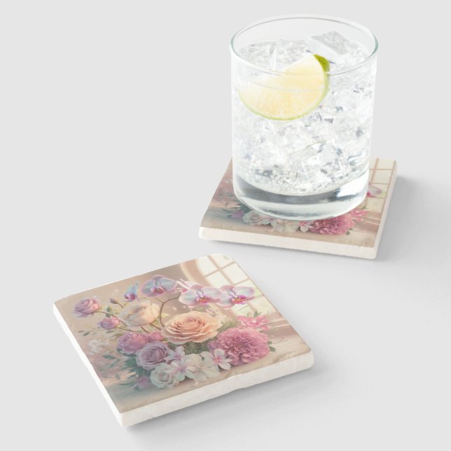 3D-hälsningskort i Vår blommor med Ro Stenunderlägg (Sidan)