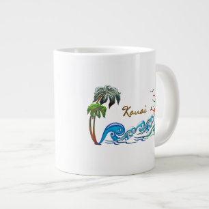 3d Handflatan, Vinkarare och sunset KAUAI Jumbo Mugg