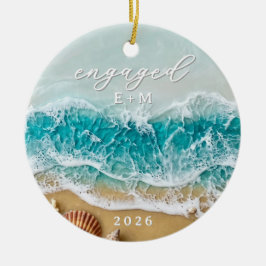 3D Hartslags Ocean Strand Engagerade Anpassade Ini Julgransprydnad Keramik