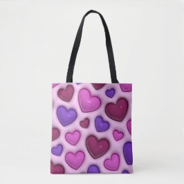 3D Heart Pattern - Pink Romantic Everyday Tote Bag Tygkasse
