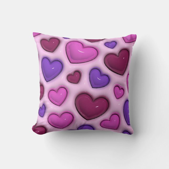 3D Heart Pattern - Pink Romantic Home Decor Kudde (Framsida)