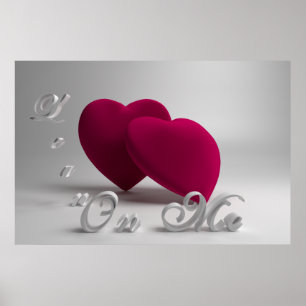 3D-hjärtan och typografi Poster