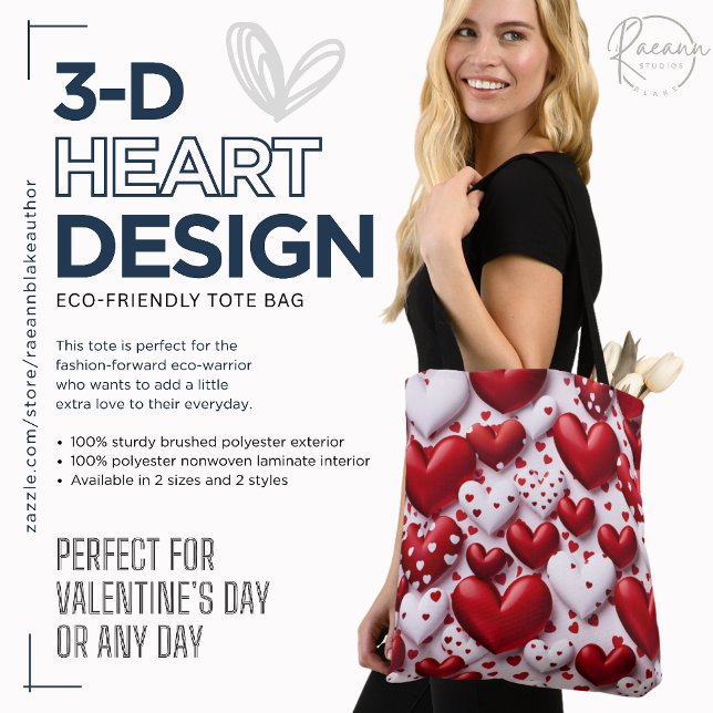 3D-Hjärtdesign shoppingväska Tygkasse (Skapare uppladdad)