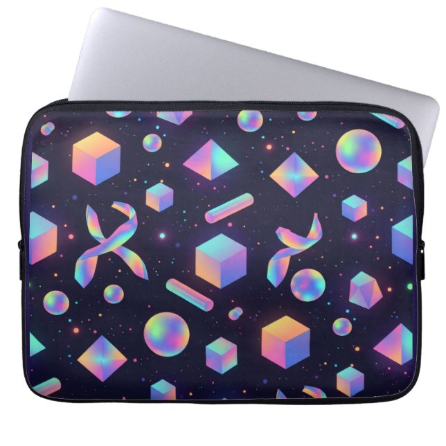 3D Holographic Geometric Padded Laptop Sleeve (Framsidan)