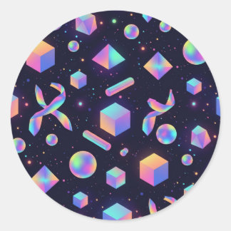 3D Holographic Iridescent Geometric Sticker Runt Klistermärke