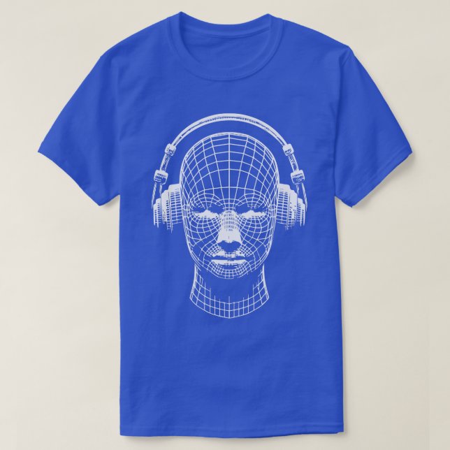 3d-huvud med hörlurar t shirt (Design framsida)