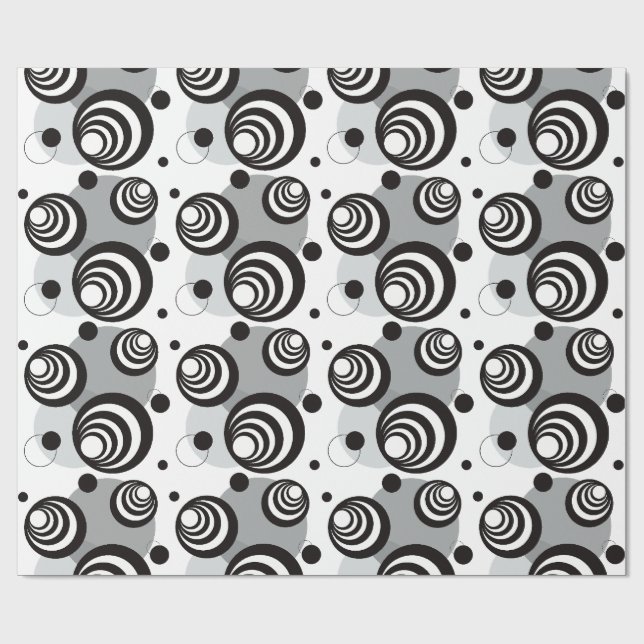 3D Illusion Black and White Bold Geometric Circles Presentpapper (Platt)