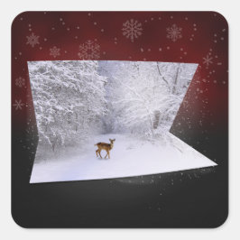 3D Illusion "Snowy Dreams" Fyrkantigt Klistermärke