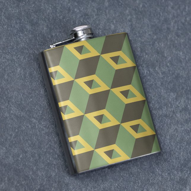 3D Illusionsfyrkanter Mönster Fickplunta (flask)