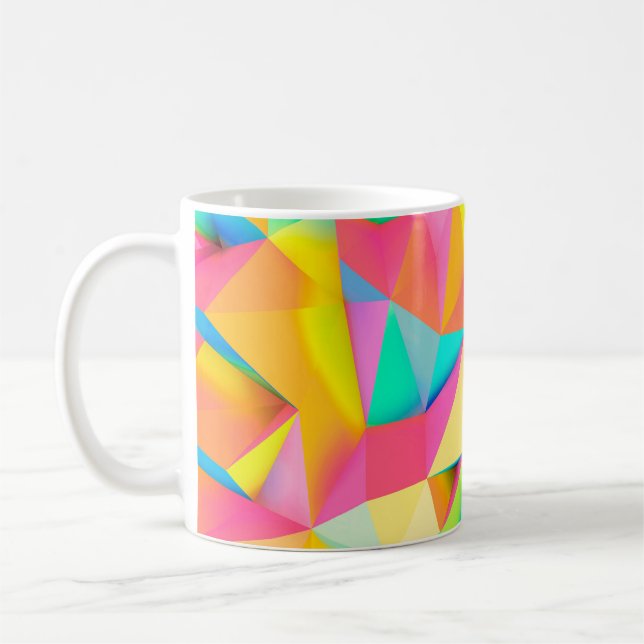 3D-illustration - Färgfull låg poly struktur3d,abs Kaffemugg (Vänster)