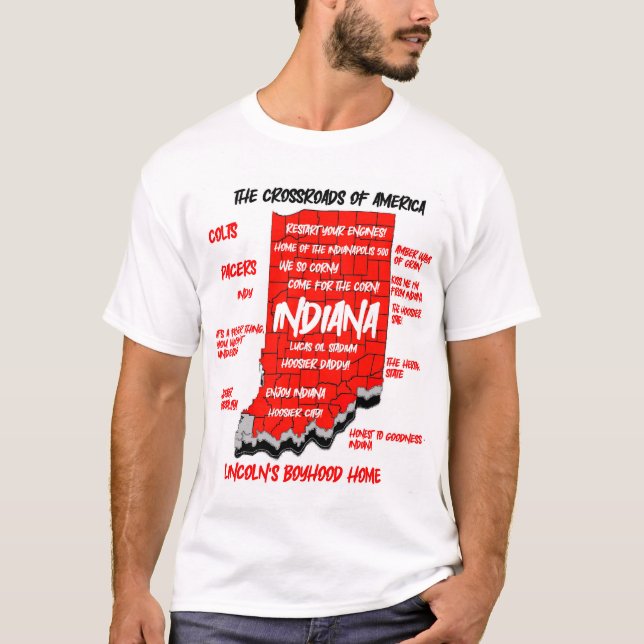 3D Indiana karta-design T Shirt (Framsida)