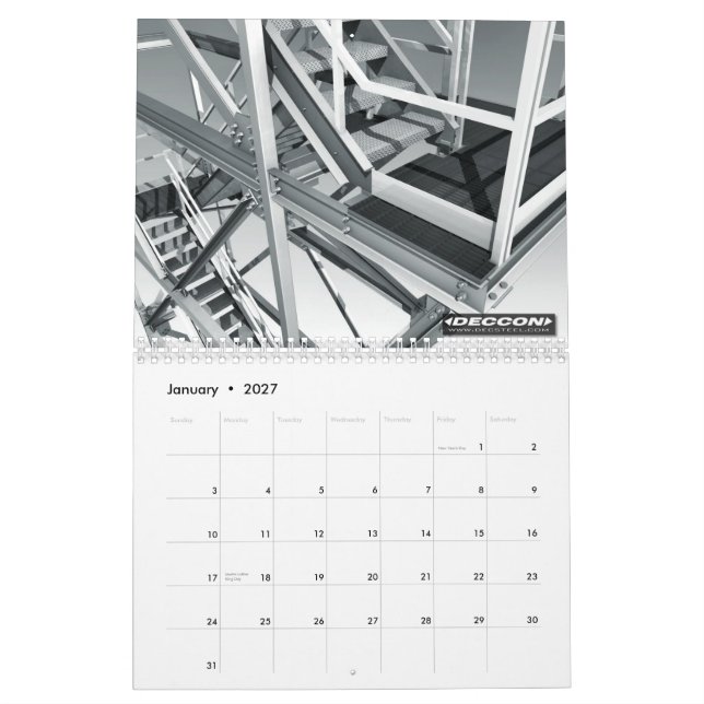 3D INDUSTRIELL KONST B&W - DIGITAL KONST KALENDER (Jan 2027)
