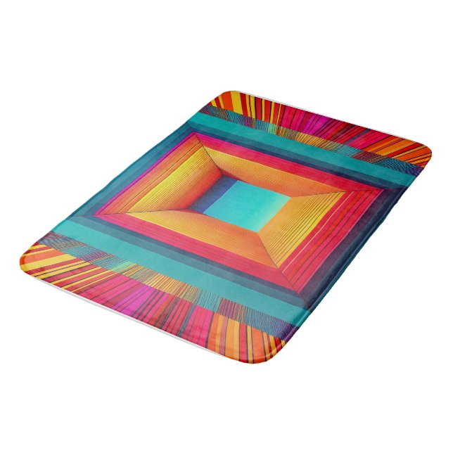 3D Infinite Geometric Neon Bath Mat Badrumsmatta (Vinklad)