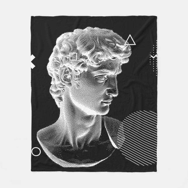 3D-ingång av Michelangelos David-huvud i pixelkons Fleecefilt (Framsidan)