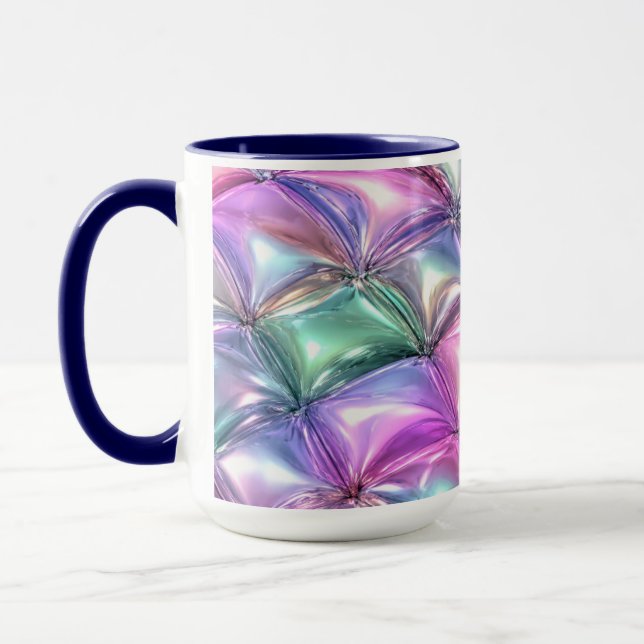 3D Iridescent Puffrig Morgoncupps Estetik Mugg (Vänster)