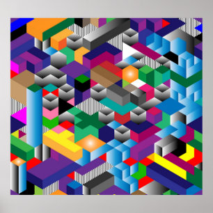 3D Isometriska kuber, Geometric Seamless. Poster