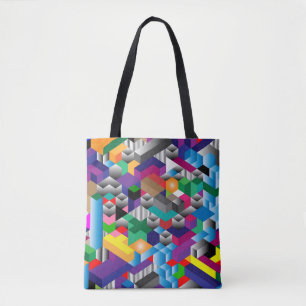 3D Isometriska kuber, Geometric Seamless. Tygkasse