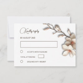 3D Ivory Magnolia Simple Wedding OSA Kort