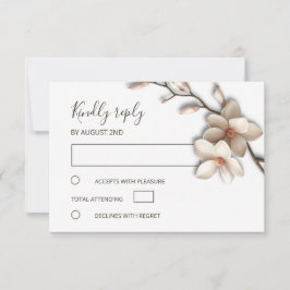 3D Ivory Magnolia Simple Wedding OSA Kort