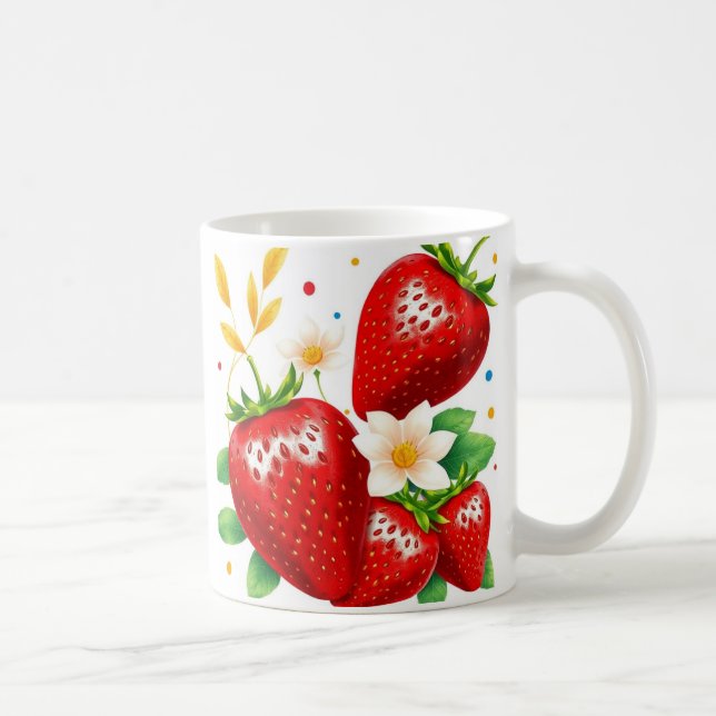 3d jordgubbsmuggomslag, 3d muggomslagsdesign kaffemugg (Höger)
