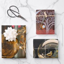 3D Jul Baubles Wrapping Papper Flat Lakan set