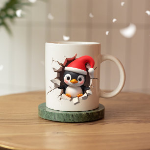 3D Jul Penguin Mugg - Cute Festive Helgdag