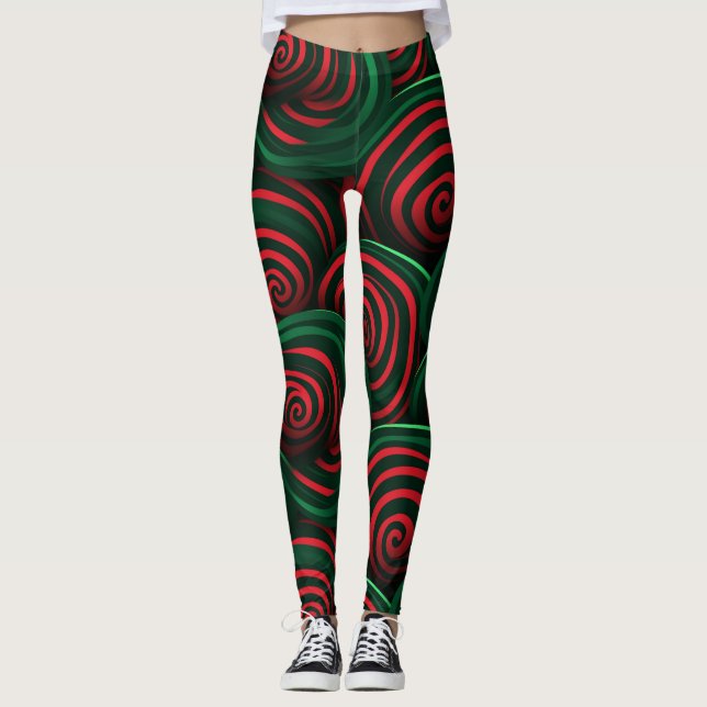 3D-jul, röd &Grönt Leggings (Framsida)