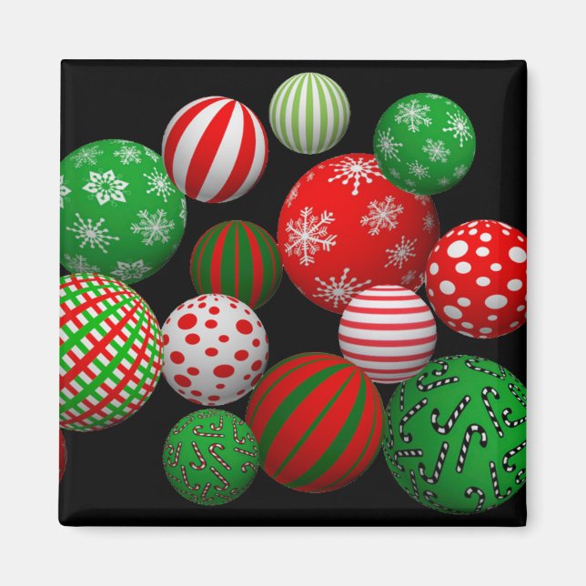 3D-julafton Bollar Magnet (Framsidan)