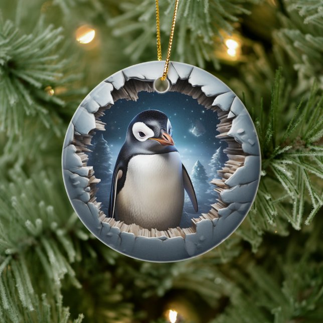 3D-julpenguin Julgransprydnad Keramik (Träd)