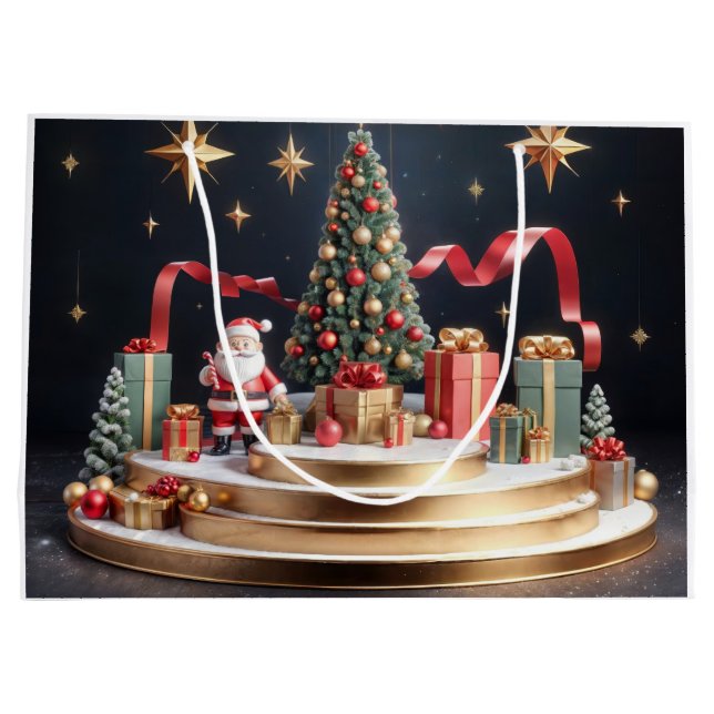 3D julpodium med tomte och julgran (Baksidan)