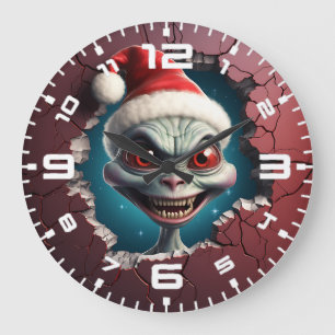 3D-jultomten Santa Alien Stor Klocka