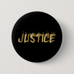 3D Justice Guld Burning Lettering Black Knapp