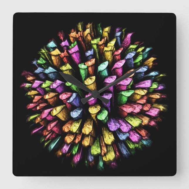 3D-kalkstreck 1A Vägglås Fyrkantig Klocka (Framsida)