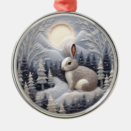 3D-kanin i Snö Woodland Chirstmas Julgransprydnad Metall