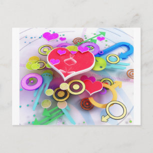 3d Kärlek Heart Vykort