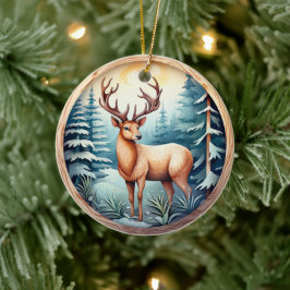 3D-KLASSISK CHRISTMAS-HJORT JULGRANSPRYDNAD KERAMIK