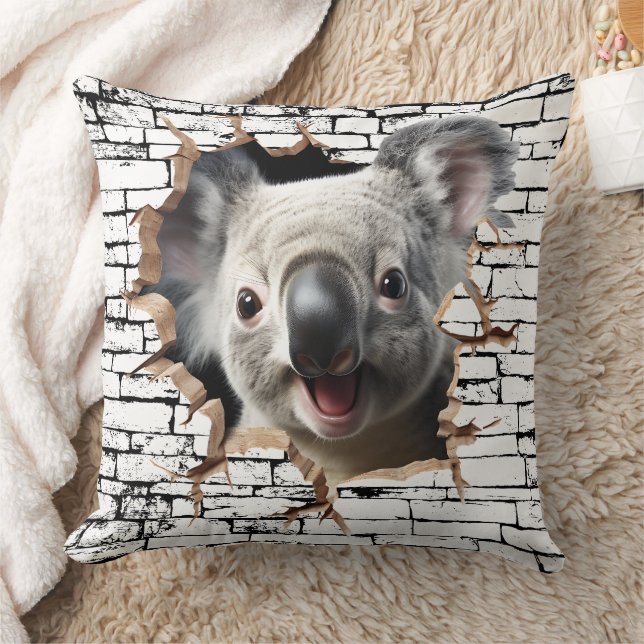 3D Koala Väggbruten Konst – Realistisk Safari Kudde (Filt)