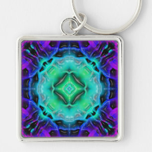 3D konst - 007 Keychains Fyrkantig Silverfärgad Nyckelring