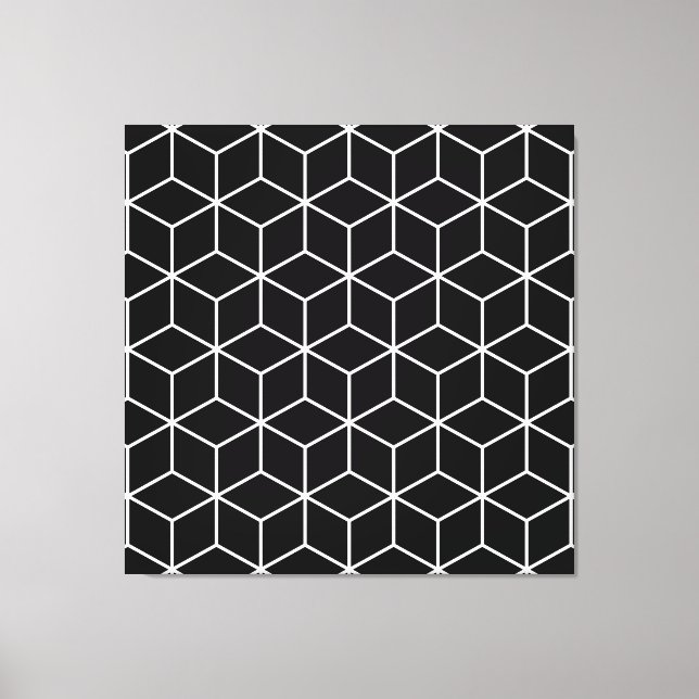 3D Kubas Geometric White Line på Black Lg Mönster Canvastryck (Framsida)