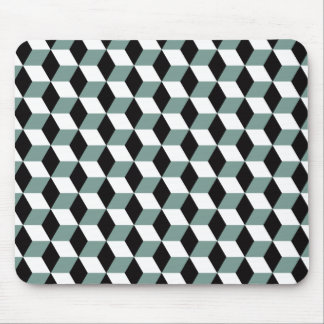 3D Kubas Mönster i Black & White Aqua Blue Musmatta