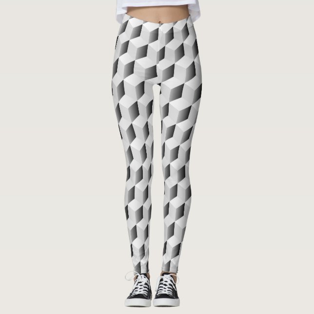 3D-kuber i Gråttets skuggor Leggings (Framsida)