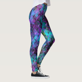 3D-kvadrater nedfläckad blå lilak för rosa eller t Leggings
