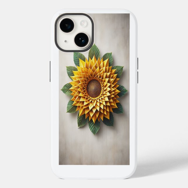 3D-lager solros-telefonfodral gul papper-hantverk (Baksida)