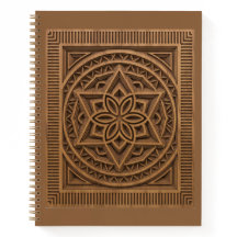3D-lagergeometrisk mandala-träskuren journal