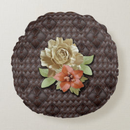 3D Leather Academia Decor Rund Kudde