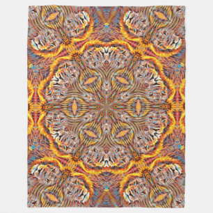 3D Lejon optisk Illusion Geometric Mandala Fleecefilt